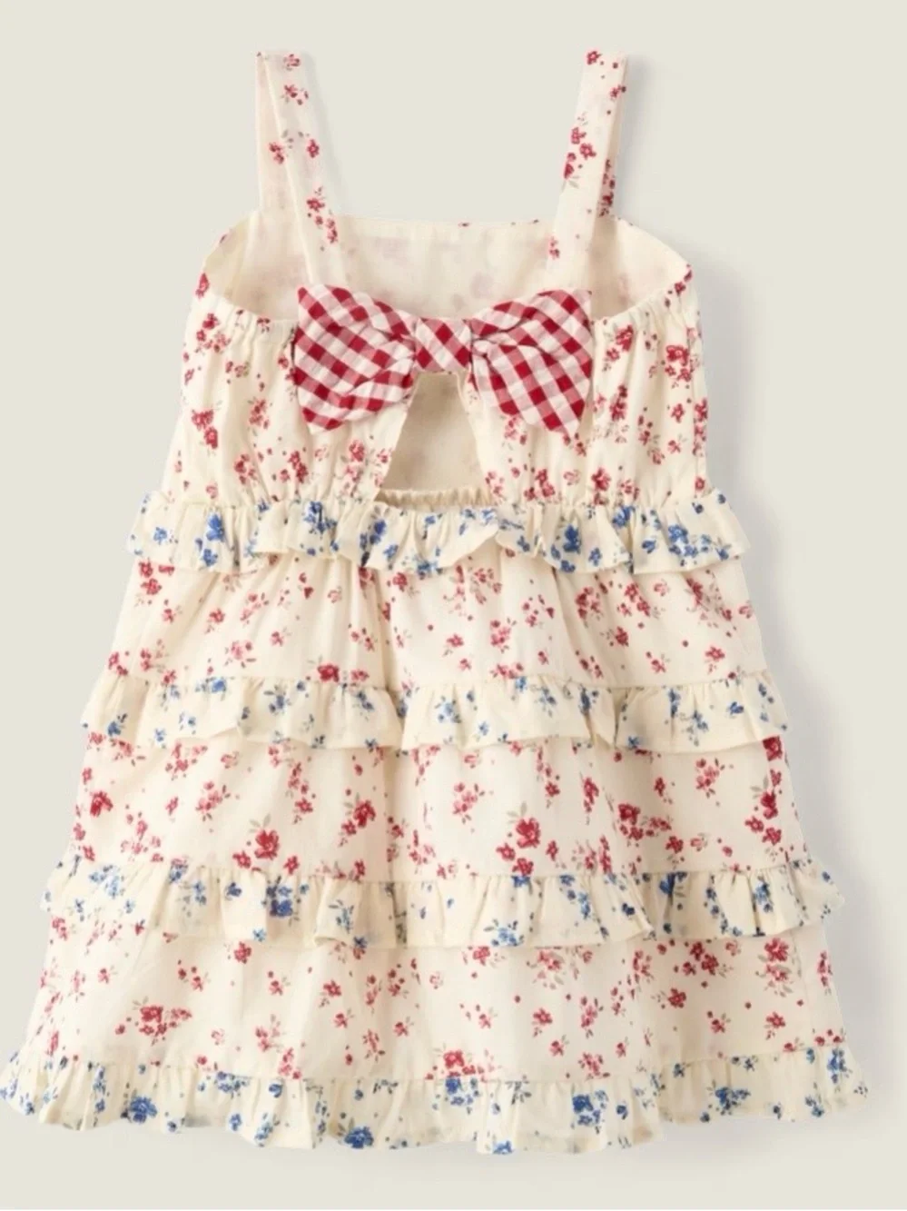 NWT Girl’s Floral Ruffle Bow Back Dress Ivory Nantucket Charm